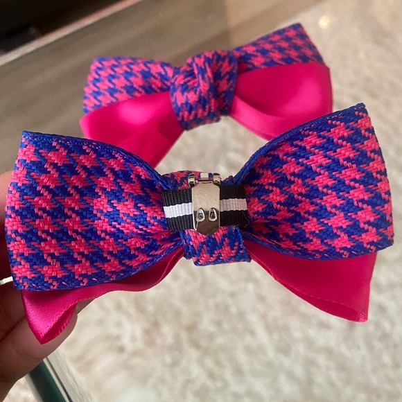 💘SALE 3x19 pink and purple gingham bow shoe clip - Picture 2 of 2